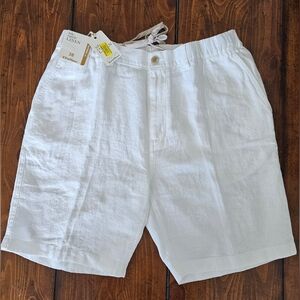 NWT Caribbean Linen Drawstring White Men's Shorts Beach/Vaca Size 38 × 9" inseam